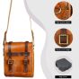 Allextreme EXSTR02 Magnetic Bike Fuel Tank Bag Portable with Sturdy Lock Design & Rain Cover Universal Fit Leather Sling Storage for All Motorcycles (Tan, 1 Pc)