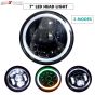 Allextreme EX7IL99 75W 8 LED Round Headlight Full Ring 3 Color DRL Angel Eyes & Hi/Low Beam Compatible with Royal Enfield, Jeep & Harley Davidson (7 Inch, Pack of 2)
