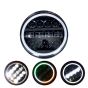 Allextreme 12 LED Round Headlight with Full Ring 3 Color DRL Angel Eyes & Hi/Low Beam Compatible with Royal Enfield, Jeep & Harley Davidson (Pack of 2)