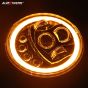 Allextreme 8 LED 7 Inch Round Headlight Full Ring White DRL Ultra Bright Turn Indicator Hi/Low Beam Compatible with Royal Enfield, Jeep & Harley Davidson (75W) (Pack of 2)