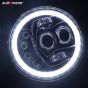 Allextreme 8 LED 7 Inch Round Headlight Full Ring White DRL Ultra Bright Turn Indicator Hi/Low Beam Compatible with Royal Enfield, Jeep & Harley Davidson (75W) (Pack of 2)