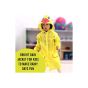 Allextreme Kids Raincoat Waterproof Rainwear Cute Animal Print Hood with Pockets and Carry Pouch for Boys & Girls (105-125cm, Yellow)