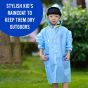 Allextreme Kids Raincoat Waterproof Rainwear Cute Animal Print Hood with Pockets and Carry Pouch for Boys & Girls (105-125cm, Blue)