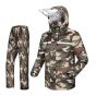 Allextreme Reusable Two-Piece Raincoat With Transparent Face Shield Detachable Hood Two Pockets Carry Pouch Water Resistant Buttoned Rain Jacket (EXMK002-02XXXL)