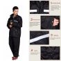 AllExtreme Two-Piece Rain Suit with Transparent Face Shield Detachable Hood Two Pockets Men Water Resistant Rain Jacket with Carry Pouch (M, Black)