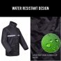 AllExtreme Two-Piece Rain Suit with Transparent Face Shield Detachable Hood Two Pockets Men Water Resistant Rain Jacket with Carry Pouch (M, Black)