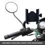 Allextreme EXMUH01 Mobile Phone Holder with USB Charger Waterproof Easy Adjustable Rear View Mirror Mount Solid Metal Cradle Stand Suitable forBike & Mobile Phones 3.5" to 7.0"