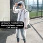 AllExtreme EVA Raincoat Transparent Reusable Water Resistant Rain Suit with Hood Sleeves Bag Coverage for Women Men (L, Black)