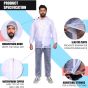 AllExtreme Crystal Men Raincoat with Adjustable Hood Water Resistant Reusable Rainwear Drawstring Hem Set of Top & Bottom with Carrying Pouch (XXL)