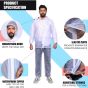 AllExtreme Crystal Men Raincoat with Adjustable Hood Water Resistant Reusable Rainwear Drawstring Hem Set of Top & Bottom with Carrying Pouch (XXL)