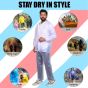 AllExtreme Crystal Men Raincoat with Adjustable Hood Water Resistant Reusable Rainwear Drawstring Hem Set of Top & Bottom with Carrying Pouch (XXL)