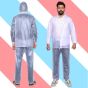 AllExtreme Crystal Men Raincoat with Adjustable Hood Water Resistant Reusable Rainwear Drawstring Hem Set of Top & Bottom with Carrying Pouch (XXL)