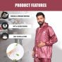 AllExtreme Wood Raincoat Set with Drawstring Hem Adjustable Hood & Pants Rain Gear Wet Weather Protection Rainsuit with Carrying Pouch
