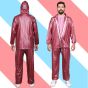 AllExtreme Wood Raincoat Set with Drawstring Hem Adjustable Hood & Pants Rain Gear Wet Weather Protection Rainsuit with Carrying Pouch