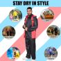 Allextreme Upgraded Raincoat Set Snap Closure Water Resistant Rainwear with Carrying Pouch Drawstring Hem Foldable Hooded Design for Men (Black & Red, XXL)