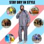 AllExtreme Two-Piece Raincoat with Adjustable Drawstring Hood Two Pockets Men Water Resistant Rain Jacket (XXL, Grey)