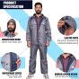AllExtreme Two-Piece Raincoat with Adjustable Drawstring Hood Two Pockets Men Water Resistant Rain Jacket (XXL, Grey)