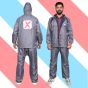 AllExtreme Two-Piece Raincoat with Adjustable Drawstring Hood Two Pockets Men Water Resistant Rain Jacket (XXL, Grey)