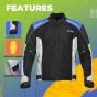 Allextreme TURBO Unisex All weather Adult Motorcycle Riding Jacket with Impact Protection Back & Elbow Guard Reflective Stickers and Abrasion Resistance (3XL, Neon Green Blue)