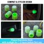 AllExtreme Fluorescent Tyre Valve Caps Illuminated Tire Cap Night Glow Luminous Wheel Covers Ideal for Cars and Bikes (Pack of 4, Green)