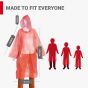 Allextreme Raincoat Poncho with Hood Water Resistant Rainwear Reusable Rain Suit for Outdoor Travel Men Women (Red, Pack of 1)
