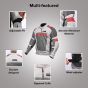 Allextreme BAZOOKA Bike Riding Jacket Armour Back Elbow Shoulder Protection Mesh Fabric Gear Protector with Night Visibility Sticker for Bikers (3XL, Grey/Red)