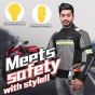 Allextreme BAZOOKA Bike Riding Jacket Back Elbows Shoulders Protection Mesh Fabric Rider Protector with All Season Night Visibility Sticker (L, Black/Neon Green)
