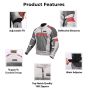 Allextreme BAZOOKA Bike Riding Jacket Armour Back Elbow Shoulder Protection Motorcycle Gear Protector with Night Visibility Sticker for Bikers (2XL, Grey/Red)