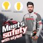 Allextreme BAZOOKA Bike Riding Jacket Armour Back Elbow Shoulder Protection Motorcycle Gear Protector with Night Visibility Sticker for Bikers (2XL, Grey/Red)