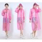 AllExtreme PVC Raincoat Transparent Hooded Water Resistant Rain Jacket with Sleeves for Women Men Camping Rainy Season Travel - Pink