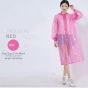 AllExtreme PVC Raincoat Transparent Hooded Water Resistant Rain Jacket with Sleeves for Women Men Camping Rainy Season Travel - Pink