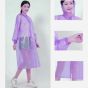 AllExtreme PVC Raincoat Transparent Hooded Water Resistant Rain Jacket with Sleeves for Women Men Camping Rainy Season Travel - Purple