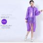 AllExtreme PVC Raincoat Transparent Hooded Water Resistant Rain Jacket with Sleeves for Women Men Camping Rainy Season Travel - Purple