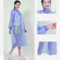 AllExtreme PVC Raincoat Transparent Hooded Water Resistant Rain Jacket with Sleeves for Women Men Camping Rainy Season Travel - Blue