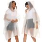 AllExtreme EVA Poncho Raincoat Transparent Hooded Water Resistant Rain Jacket with Sleeves for Women Men (White)