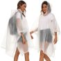 AllExtreme EVA Poncho Raincoat Transparent Hooded Water Resistant Rain Jacket with Sleeves for Women Men (White)