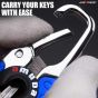 Allextreme 3755A-1 Belt Hook Locking Keychain Stainless Steel Heavy Duty Keyring with 2 rings for Car Bike (Pack of 1, Blue)