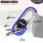 Allextreme 3746A Oval Design Belt Hook Locking Stainless Steel Keychain Heavy Duty Keyring with 2 rings for Car Bike (Pack of 1, Blue)