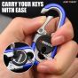 Allextreme 3746A Oval Design Belt Hook Locking Stainless Steel Keychain Heavy Duty Keyring with 2 rings for Car Bike (Pack of 1, Blue)