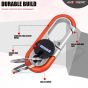 Allextreme 3746A-1N Oval Design Belt Hook Locking Stainless Steel Keychain Heavy Duty Keyring with 2 rings for Car Bike (Pack of 1, Orange)
