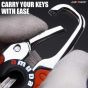 Allextreme 3755A Belt Hook Locking Keychain Stainless Steel Heavy Duty Keyring with 2 rings for Car Bike (Pack of 1, Orange)
