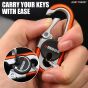 Allextreme 3746A-1 Oval Design Belt Hook Locking Stainless Steel Keychain Heavy Duty Keyring with 2 rings for Car Bike (Pack of 1, Orange)