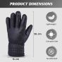 Allextreme Winter Riding Gloves Synthetic Leather Full Finger Warm Mittens for Motorbike Racing Biking Climbing Cold Weather Protection (L, Black)