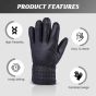 Allextreme Winter Riding Gloves Synthetic Leather Full Finger Warm Mittens for Motorbike Racing Biking Climbing Cold Weather Protection (L, Black)