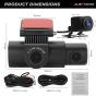 AllExtreme X13 2K 3 Channel Dash Cam 1440P Front 1080P Inside HD Loop Video Recording with 128 GB SD Card Night Vision (Black)