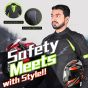 Allextreme WILDFIRE Bike Riding Jacket CE Level 2 Certified Armour Back Elbows Shoulders Protection Mesh Fabric Motorcycle Rider (L, Black/Neon Green)