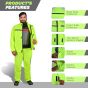 Allextreme Riding Jacket Rain Suit Cover with Pant PU Coated Polyester Fabric Waterproof Biker Rainwear with Full Sleeves for Men's Rider Protection Raincoat (S, Neon Green)
