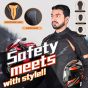 Allextreme WILDFIRE Bike Riding Jacket CE Level 2 Certified Armour Protector for Back Elbows Shoulders Mesh Fabric Motorcycle Gear (XL, Black/Neon Orange)