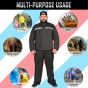Allextreme Riding Jacket Rain Suit Cover with Pant PU Coated Polyester Fabric Waterproof Biker Rainwear with Full Sleeves for Men's Rider Protection Raincoat (3XL, Black/Grey)