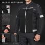 Allextreme TRIPPER Bike Riding Jacket Windproof Biker Mesh Fabric Armour Back Elbows Shoulders Protection Racer Motorcycle Gear Protector for Men (S, Grey & Black)